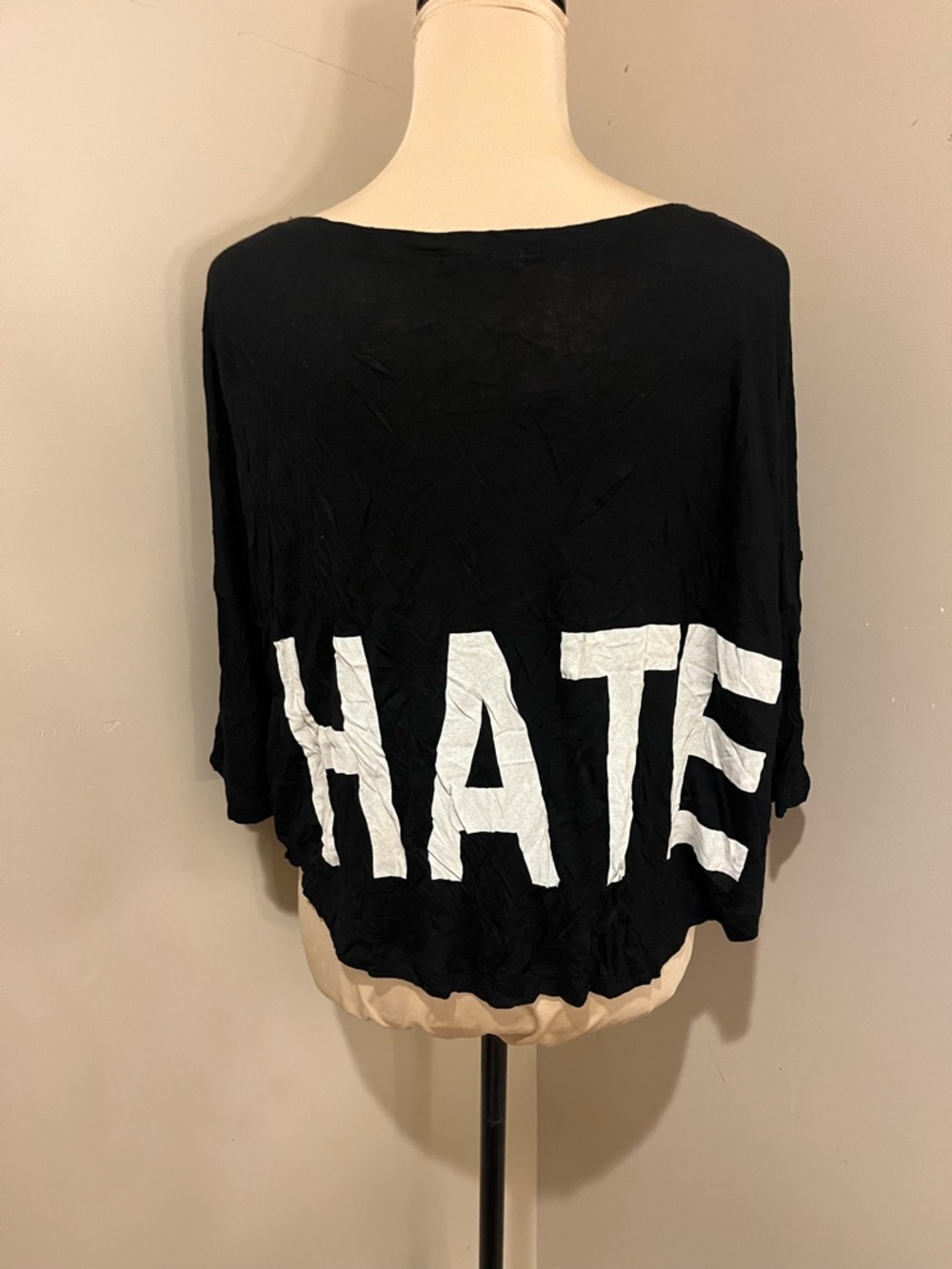 The Classic Black Cropped Tee with White LOVE Graphic - Picture 2 of 6